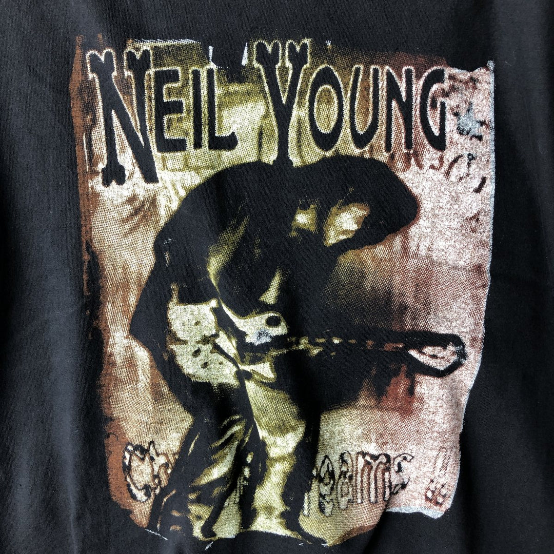 NEIL YOUNG band t-shirt, men's size XL (approx.) unclear black type Vintage Second Hand