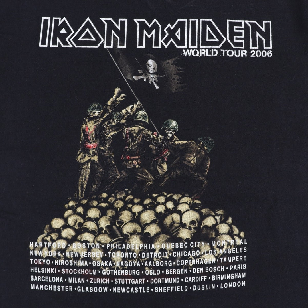 2000'S IRON MAIDEN Skull Pattern Band T-Shirt (Men's XL equivalent) unclear black type Vintage Second Hand