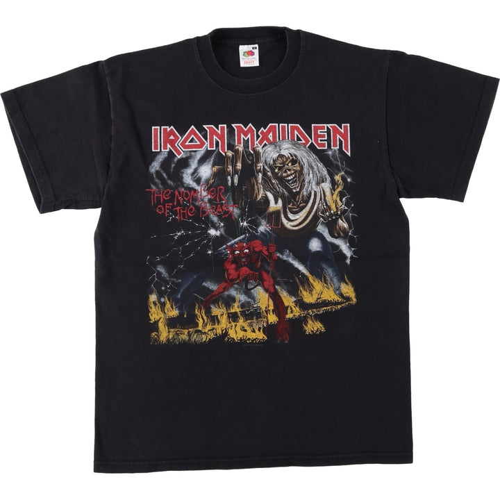 Fruit of the Loom Heavy Cotton Iron Maiden Band T-Shirt (Men's Size M) cotton black type Vintage Second Hand