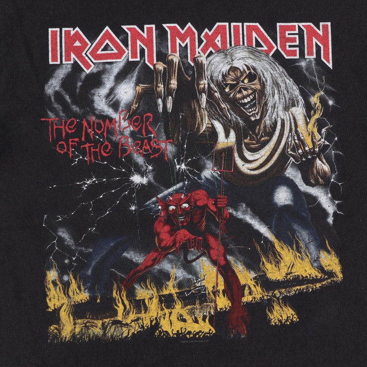 Fruit of the Loom Heavy Cotton Iron Maiden Band T-Shirt (Men's Size M) cotton black type Vintage Second Hand