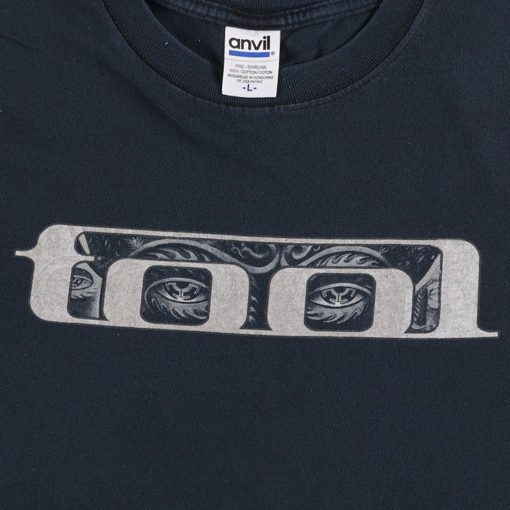 00'S Anvil TOOL Band T-shirt, Men's L size cotton black type Vintage Second Hand