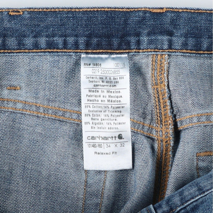 Carhartt Relaxed Fit Tapered Denim Pants for Men, W34 equivalent cotton blue type Vintage Second Hand