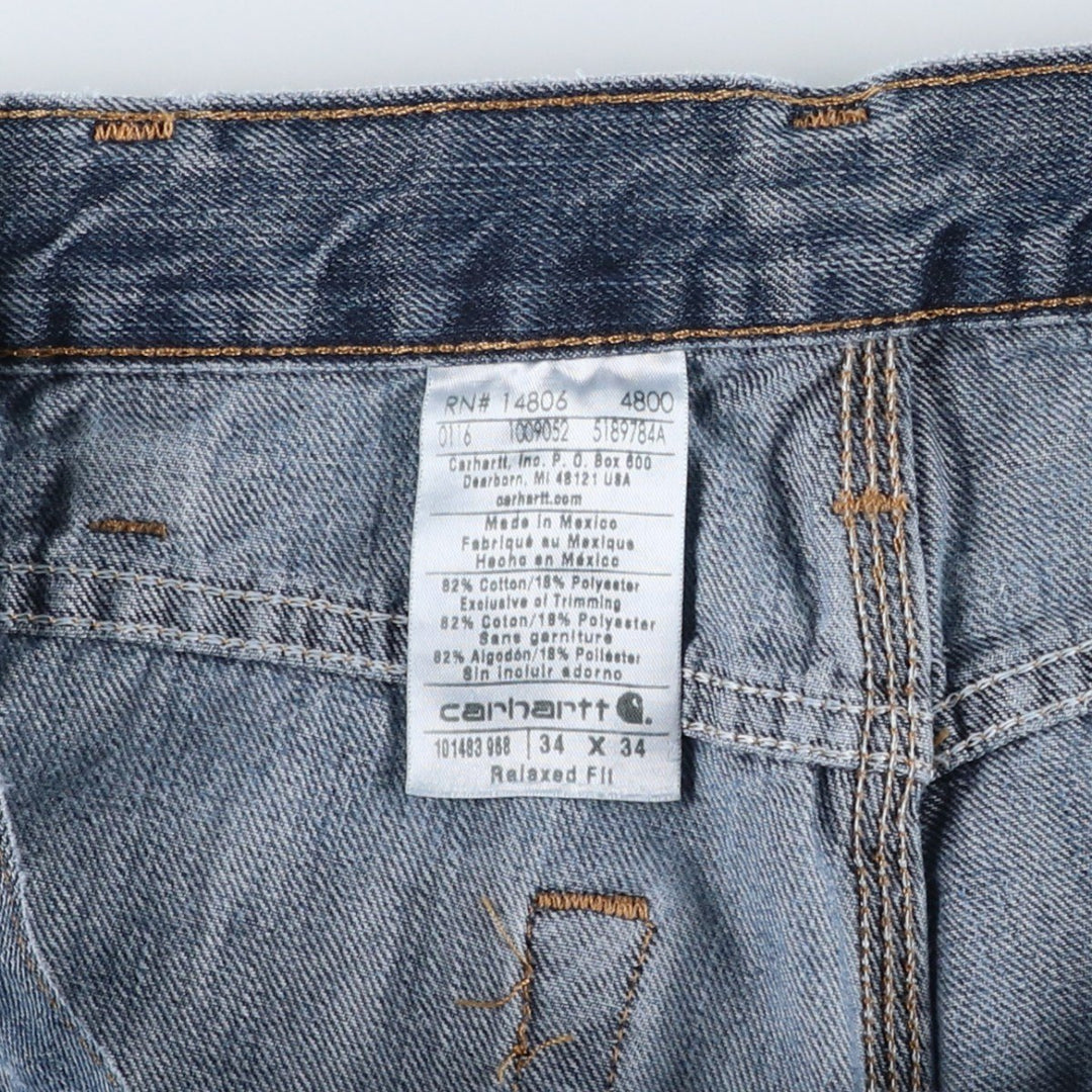 Carhartt Relaxed Fit Tapered Denim Pants for Men, W34 equivalent cotton blue type Vintage Second Hand