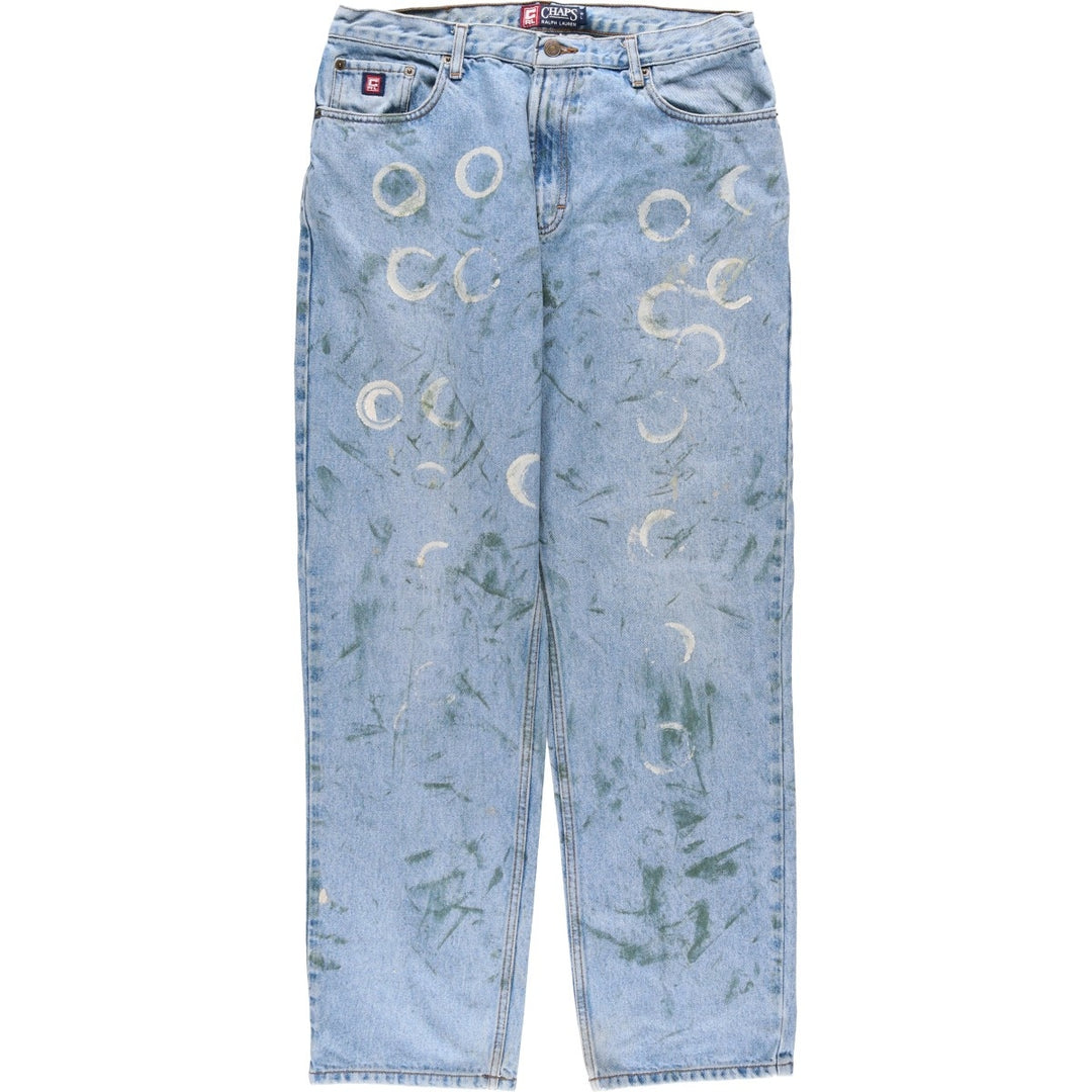 Ralph Lauren CHAPS Painted Straight Denim Pants, Men's Size W34 (approx.) cotton blue type Vintage Second Hand