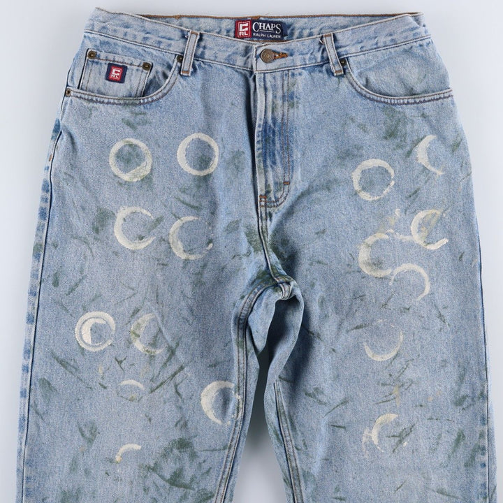 Ralph Lauren CHAPS Painted Straight Denim Pants, Men's Size W34 (approx.) cotton blue type Vintage Second Hand
