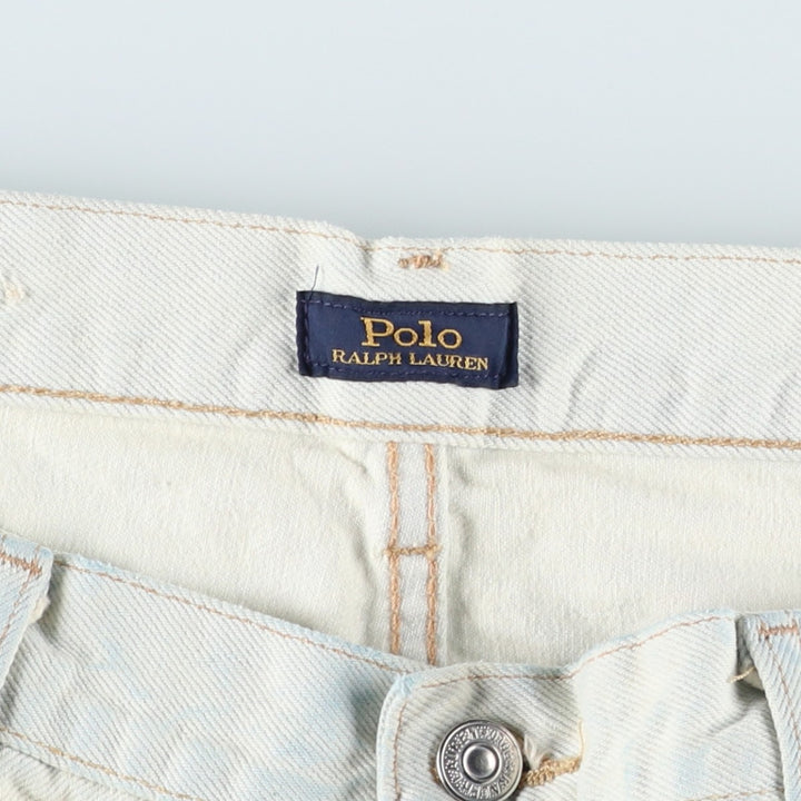 Ralph Lauren POLO RALPH LAUREN Painted Tapered Denim Pants, Men's Size W37 (approx.) cotton white type Vintage Second Hand