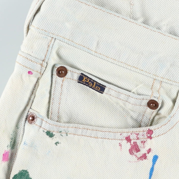 Ralph Lauren POLO RALPH LAUREN Painted Tapered Denim Pants, Men's Size W37 (approx.) cotton white type Vintage Second Hand