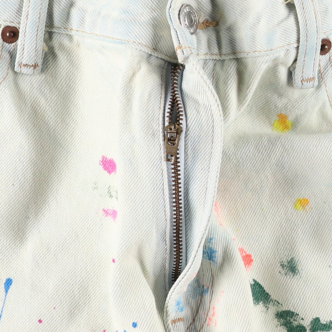 Ralph Lauren POLO RALPH LAUREN Painted Tapered Denim Pants, Men's Size W37 (approx.) cotton white type Vintage Second Hand