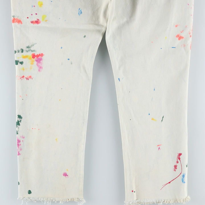 Ralph Lauren POLO RALPH LAUREN Painted Tapered Denim Pants, Men's Size W37 (approx.) cotton white type Vintage Second Hand
