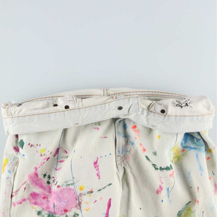 Ralph Lauren POLO RALPH LAUREN Painted Tapered Denim Pants, Men's Size W37 (approx.) cotton white type Vintage Second Hand
