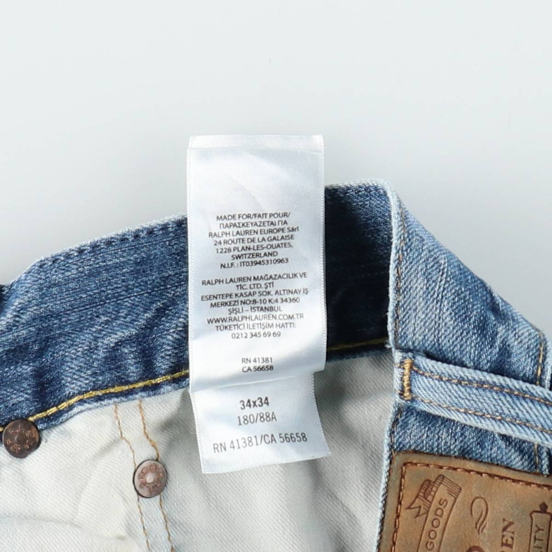 Ralph Lauren POLO RALPH LAUREN men's tapered denim pants, size W37 cotton blue type Vintage Second Hand