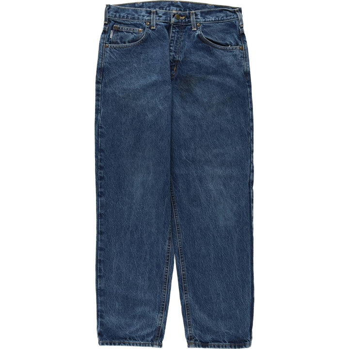 2000'S Carhartt Tapered Denim Pants, Made in USA, Men's Size W34 (approx.) cotton blue type Vintage Second Hand