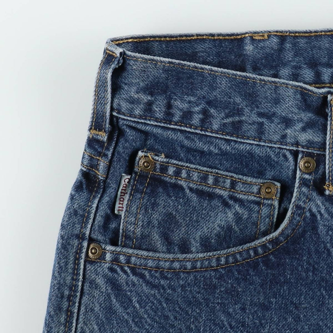 2000'S Carhartt Tapered Denim Pants, Made in USA, Men's Size W34 (approx.) cotton blue type Vintage Second Hand