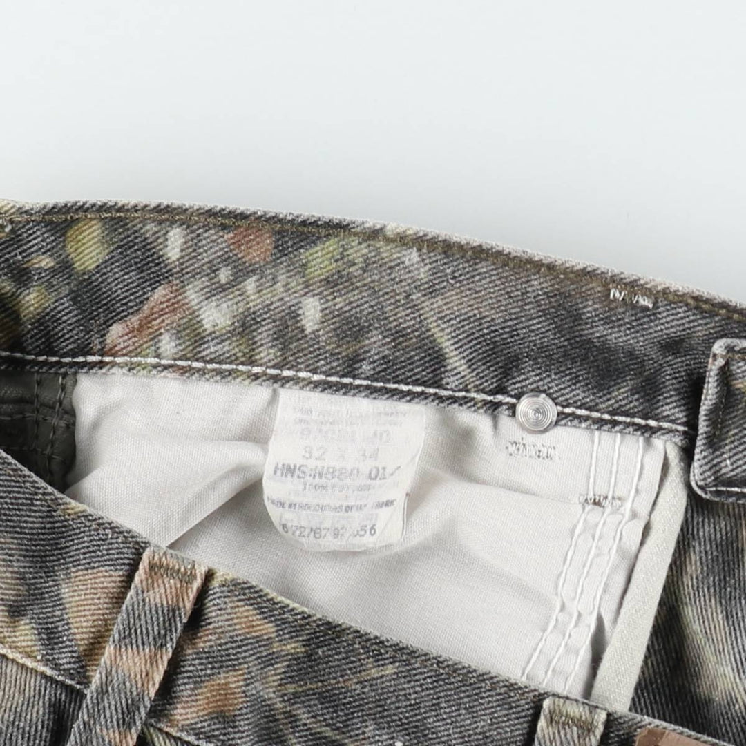 Wrangler Camouflage Pattern RealTree Camo Tapered Denim Pants, Men's W31 (approx.) cotton Khaki type Vintage Second Hand