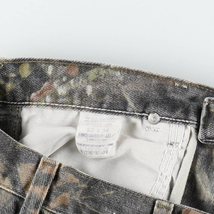 Wrangler Camouflage Pattern RealTree Camo Tapered Denim Pants, Men's W31 (approx.) cotton Khaki type Vintage Second Hand
