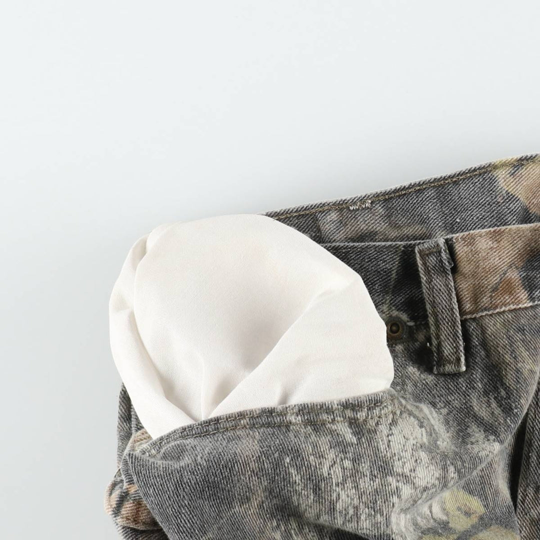 Wrangler Camouflage Pattern RealTree Camo Tapered Denim Pants, Men's W31 (approx.) cotton Khaki type Vintage Second Hand