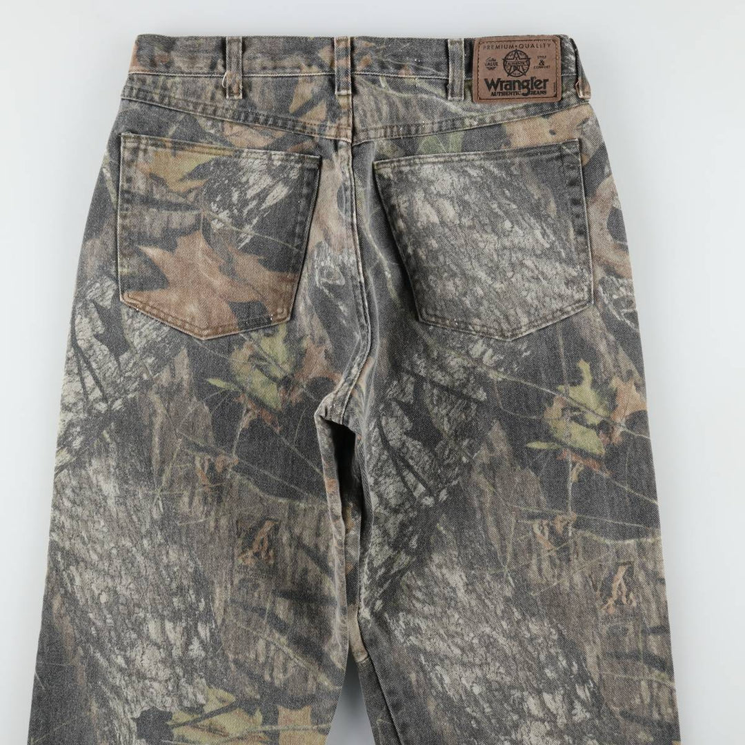 Wrangler Camouflage Pattern RealTree Camo Tapered Denim Pants, Men's W31 (approx.) cotton Khaki type Vintage Second Hand