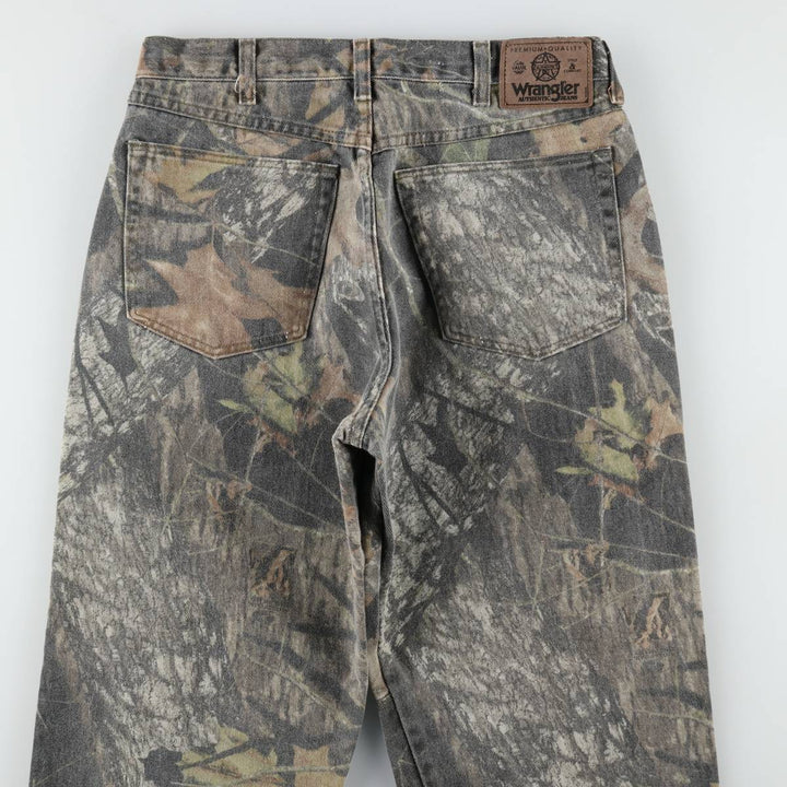 Wrangler Camouflage Pattern RealTree Camo Tapered Denim Pants, Men's W31 (approx.) cotton Khaki type Vintage Second Hand