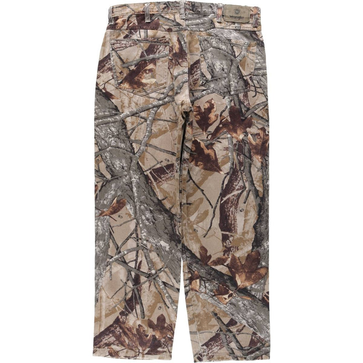 Wrangler Camouflage Pattern Realtree Camo Tapered Denim Pants, Men's Size W34 unclear Khaki type Vintage Second Hand