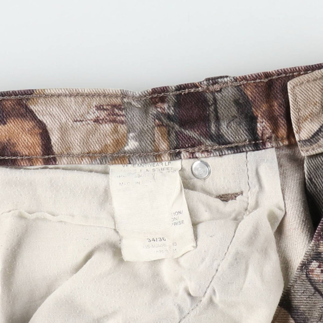 Wrangler Camouflage Pattern Realtree Camo Tapered Denim Pants, Men's Size W34 unclear Khaki type Vintage Second Hand