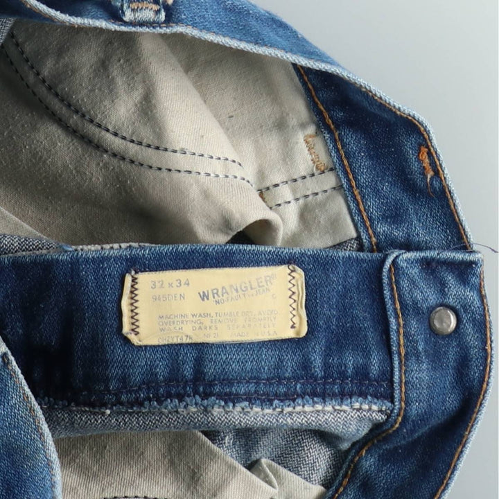 ~90'S Wrangler Flare Cut Denim Pants, Made in USA, Men's Size W31 (approx.), Vintage unclear blue type Vintage Second Hand