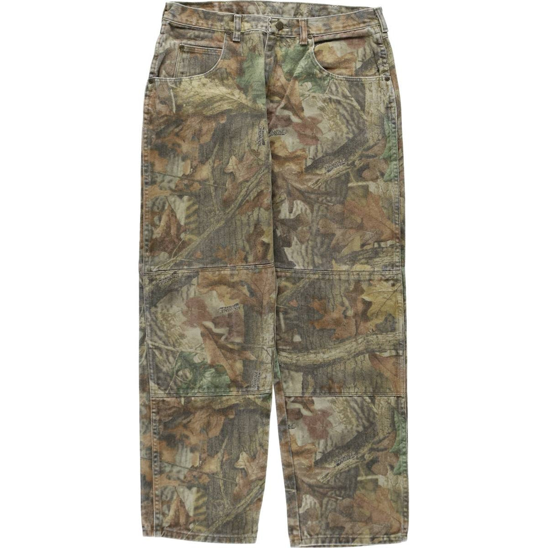 Wrangler Camouflage Pattern Realtree Camo Tapered Denim Pants, Men's Size W34 cotton Khaki type Vintage Second Hand