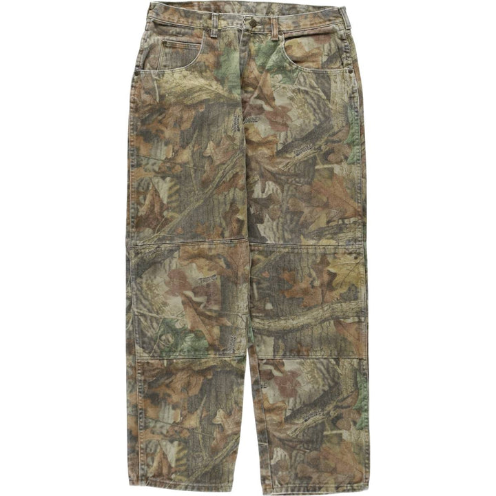 Wrangler Camouflage Pattern Realtree Camo Tapered Denim Pants, Men's Size W34 cotton Khaki type Vintage Second Hand