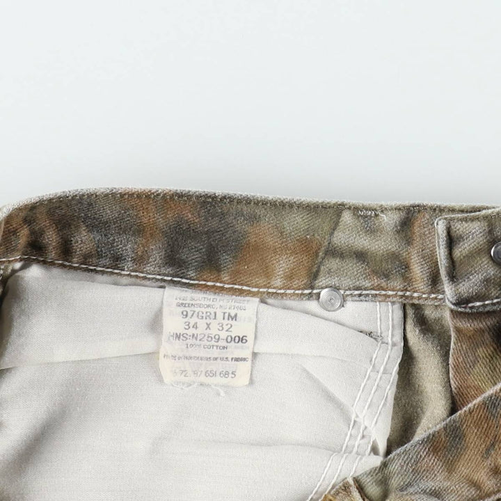 Wrangler Camouflage Pattern Realtree Camo Tapered Denim Pants, Men's Size W34 cotton Khaki type Vintage Second Hand