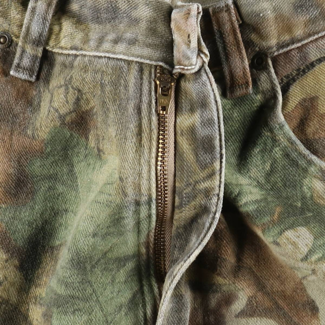 Wrangler Camouflage Pattern Realtree Camo Tapered Denim Pants, Men's Size W34 cotton Khaki type Vintage Second Hand
