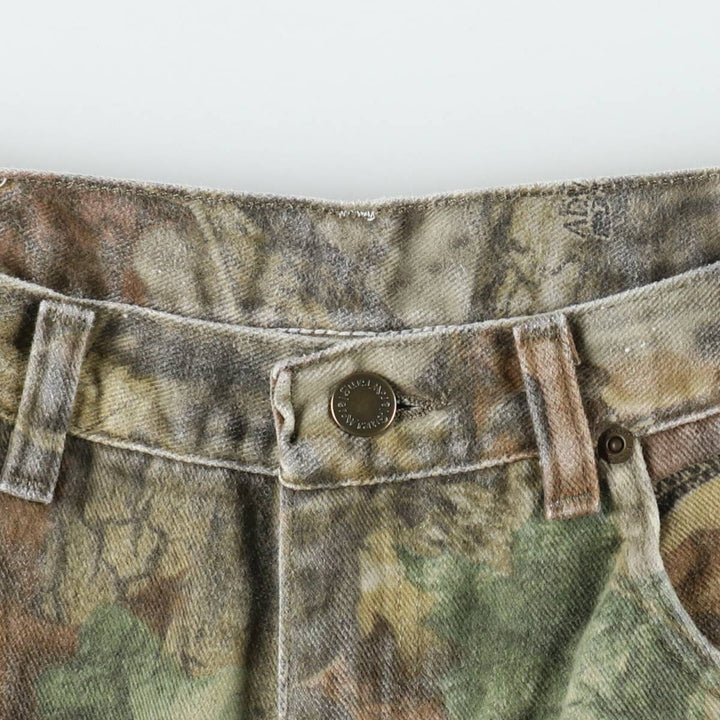 Wrangler Camouflage Pattern Realtree Camo Tapered Denim Pants, Men's Size W34 cotton Khaki type Vintage Second Hand