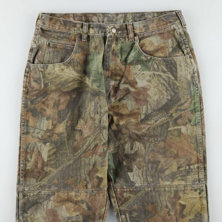 Wrangler Camouflage Pattern Realtree Camo Tapered Denim Pants, Men's Size W34 cotton Khaki type Vintage Second Hand