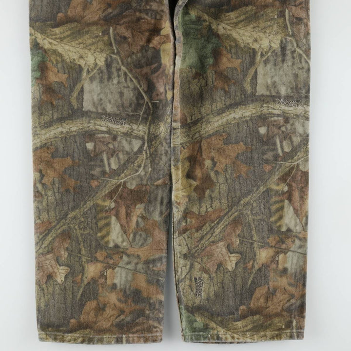 Wrangler Camouflage Pattern Realtree Camo Tapered Denim Pants, Men's Size W34 cotton Khaki type Vintage Second Hand