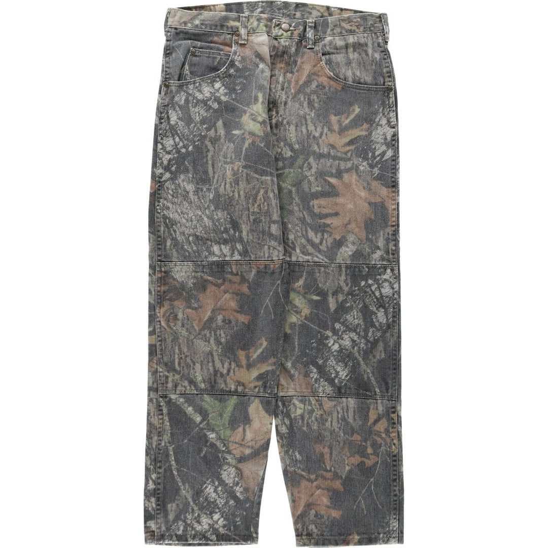 Wrangler Camouflage Pattern Realtree Camo Tapered Denim Pants, Men's Size W33 cotton Khaki type Vintage Second Hand