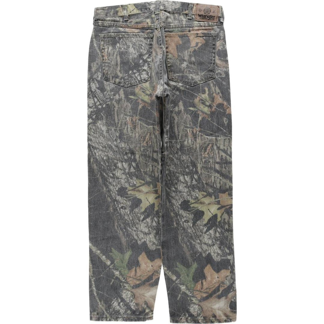 Wrangler Camouflage Pattern Realtree Camo Tapered Denim Pants, Men's Size W33 cotton Khaki type Vintage Second Hand