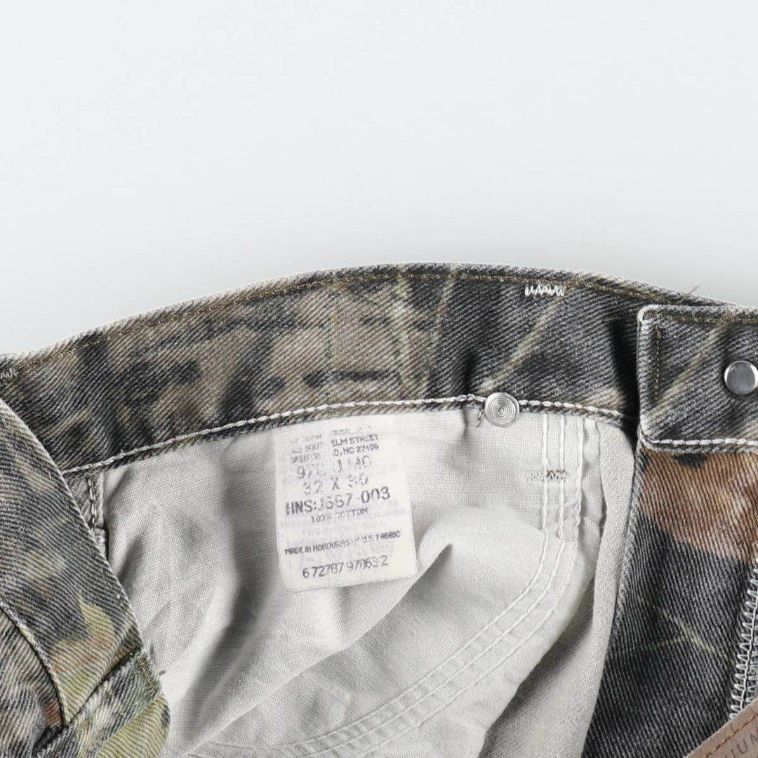 Wrangler Camouflage Pattern Realtree Camo Tapered Denim Pants, Men's Size W33 cotton Khaki type Vintage Second Hand