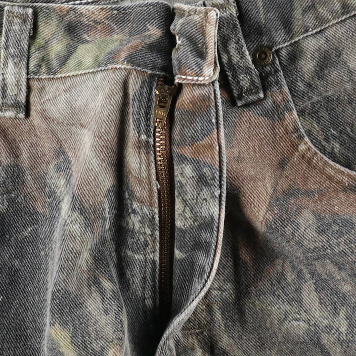 Wrangler Camouflage Pattern Realtree Camo Tapered Denim Pants, Men's Size W33 cotton Khaki type Vintage Second Hand