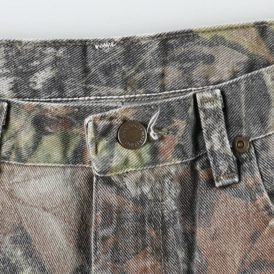 Wrangler Camouflage Pattern Realtree Camo Tapered Denim Pants, Men's Size W33 cotton Khaki type Vintage Second Hand
