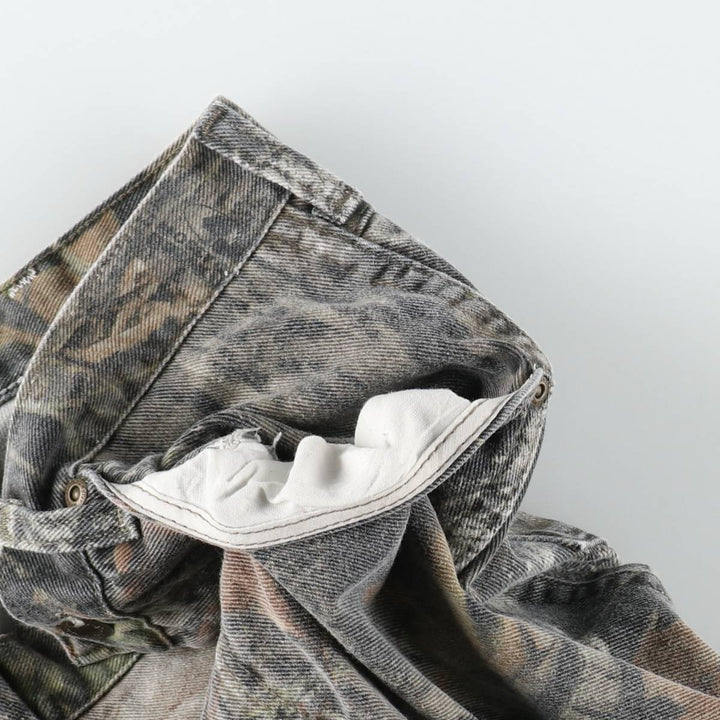 Wrangler Camouflage Pattern Realtree Camo Tapered Denim Pants, Men's Size W33 cotton Khaki type Vintage Second Hand