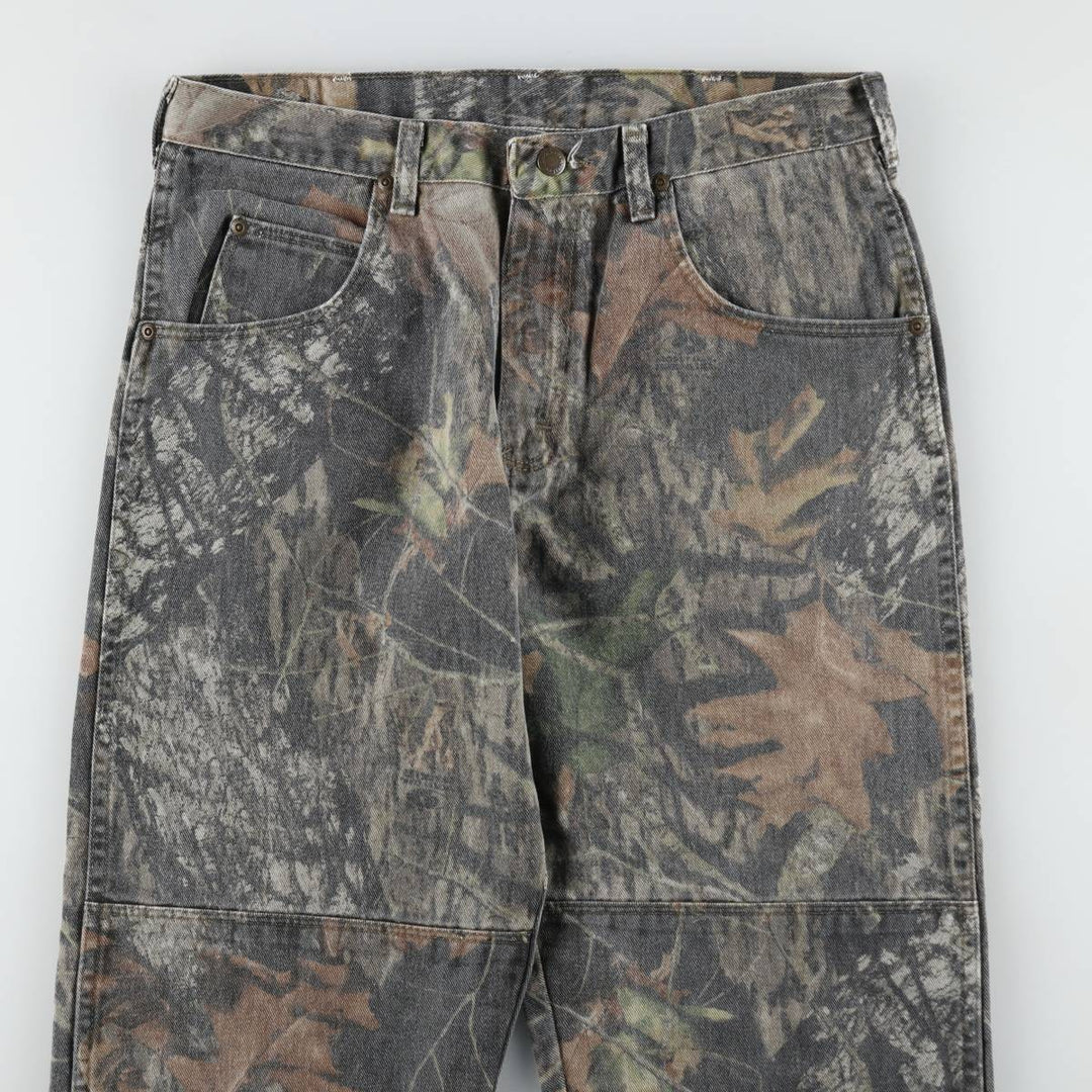 Wrangler Camouflage Pattern Realtree Camo Tapered Denim Pants, Men's Size W33 cotton Khaki type Vintage Second Hand
