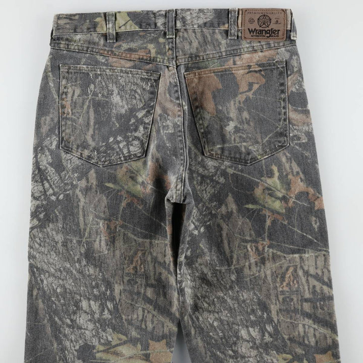 Wrangler Camouflage Pattern Realtree Camo Tapered Denim Pants, Men's Size W33 cotton Khaki type Vintage Second Hand