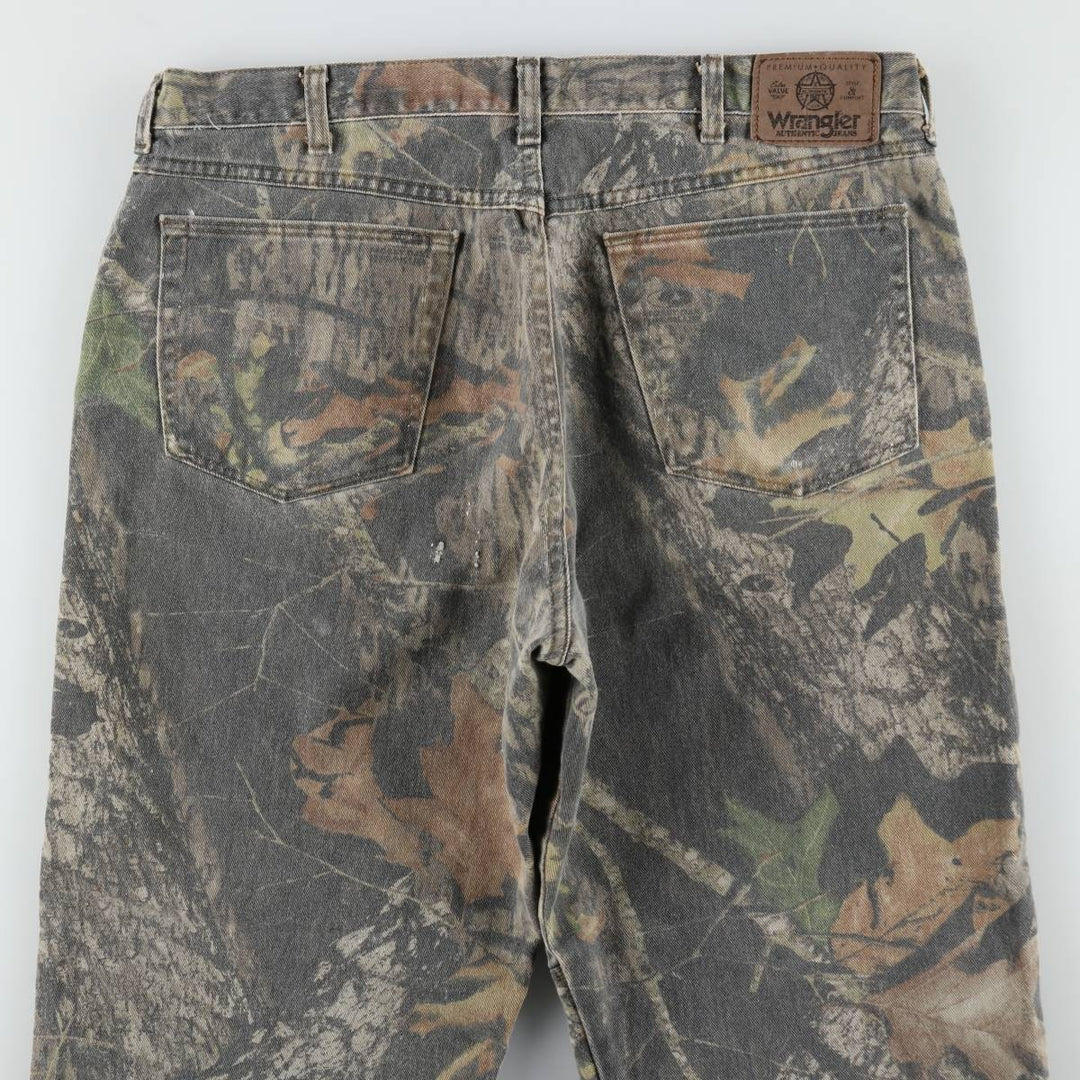 Wrangler Camouflage Pattern RealTree Camo Tapered Denim Pants, Men's W37 (approx.) unclear Khaki type Vintage Second Hand