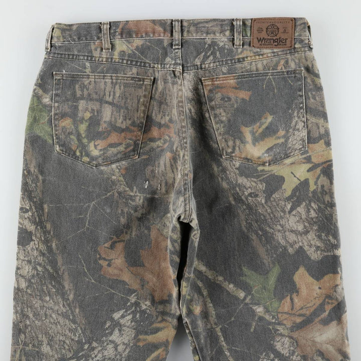 Wrangler Camouflage Pattern RealTree Camo Tapered Denim Pants, Men's W37 (approx.) unclear Khaki type Vintage Second Hand