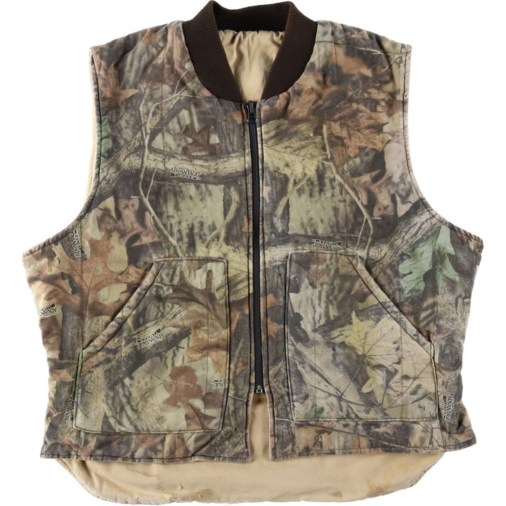 Camouflage RealTree Camo Reversible Duck Padded Vest Men's XL Equivalent Vintage unclear Khaki type Vintage Second Hand