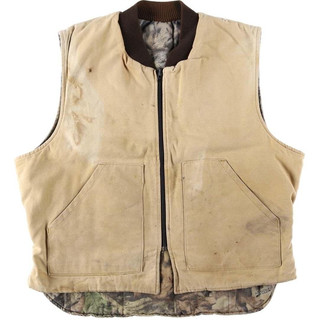 Camouflage RealTree Camo Reversible Duck Padded Vest Men's XL Equivalent Vintage unclear Khaki type Vintage Second Hand