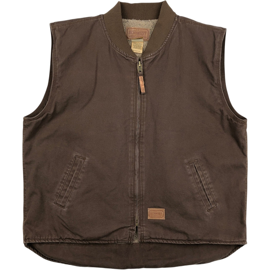 SCHMIDT Duck Vest, Men's XL (approx.) cotton brown type Vintage Second Hand