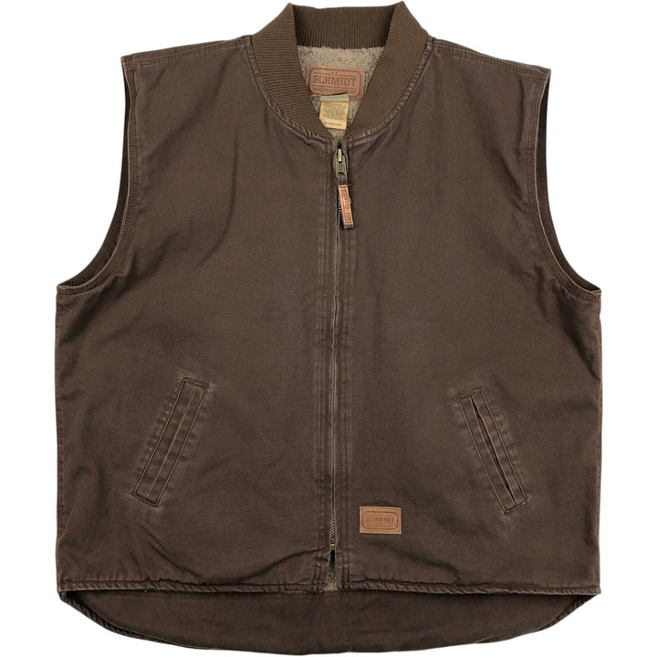 SCHMIDT Duck Vest, Men's XL (approx.) cotton brown type Vintage Second Hand
