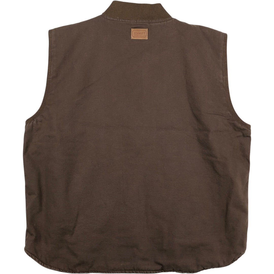 SCHMIDT Duck Vest, Men's XL (approx.) cotton brown type Vintage Second Hand
