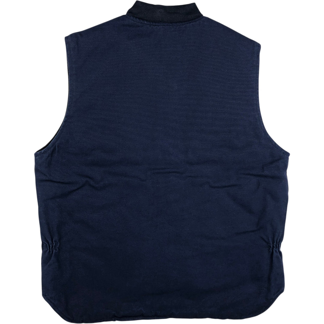 90'S UNION LINE Qwest Quest Communications Padded Duck Vest, Made in USA, Women's Size L (approx.), Vintage cotton navy blue type Vintage Second Hand