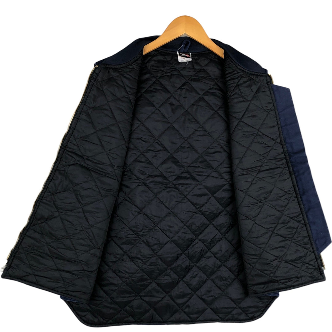 90'S UNION LINE Qwest Quest Communications Padded Duck Vest, Made in USA, Women's Size L (approx.), Vintage cotton navy blue type Vintage Second Hand