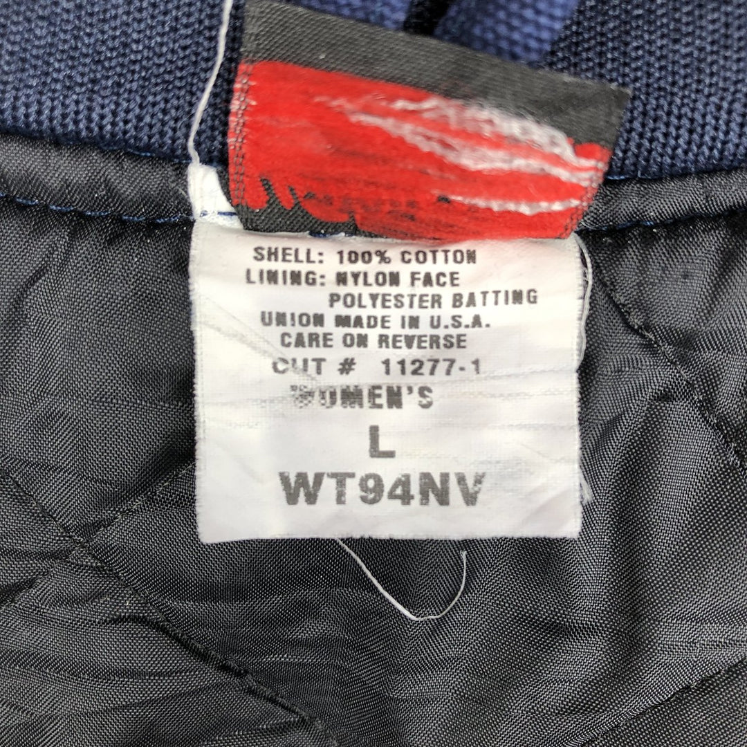 90'S UNION LINE Qwest Quest Communications Padded Duck Vest, Made in USA, Women's Size L (approx.), Vintage cotton navy blue type Vintage Second Hand